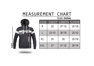 Montreal Grey Printed Hoodie Size Chart
