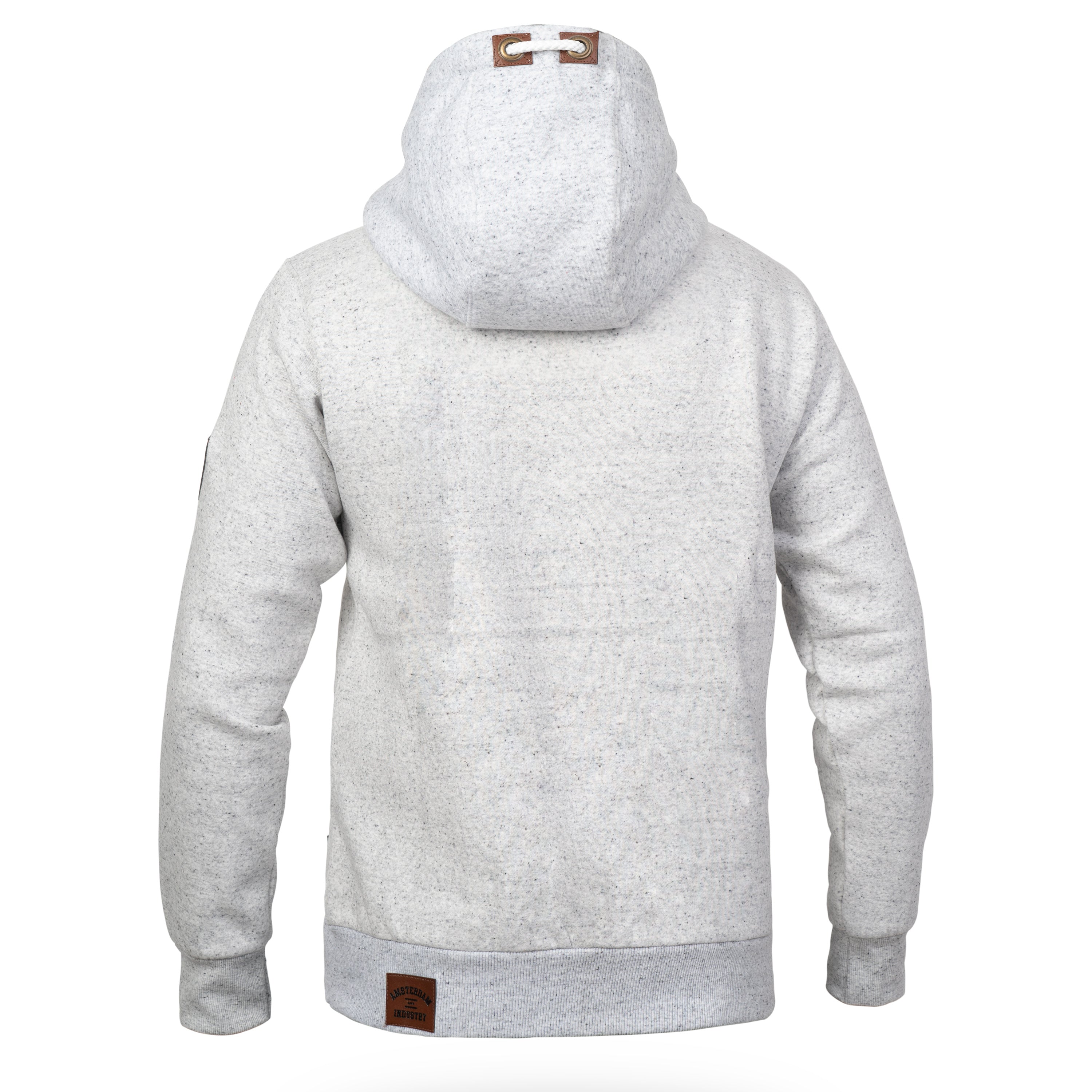 Leather Patch Grey Hoodie- Back