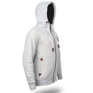 Leather Patch Grey Hoodie- Side