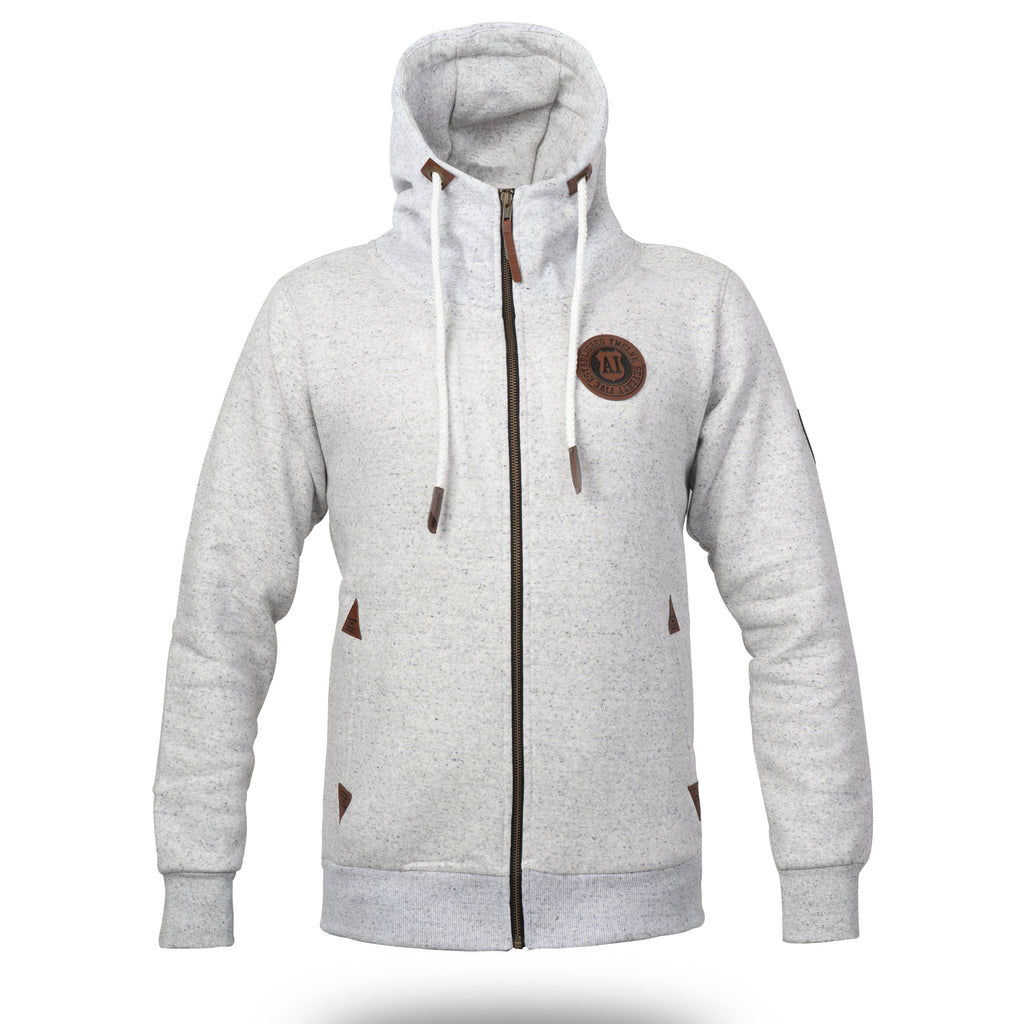 Leather patch grey hoodie- Front